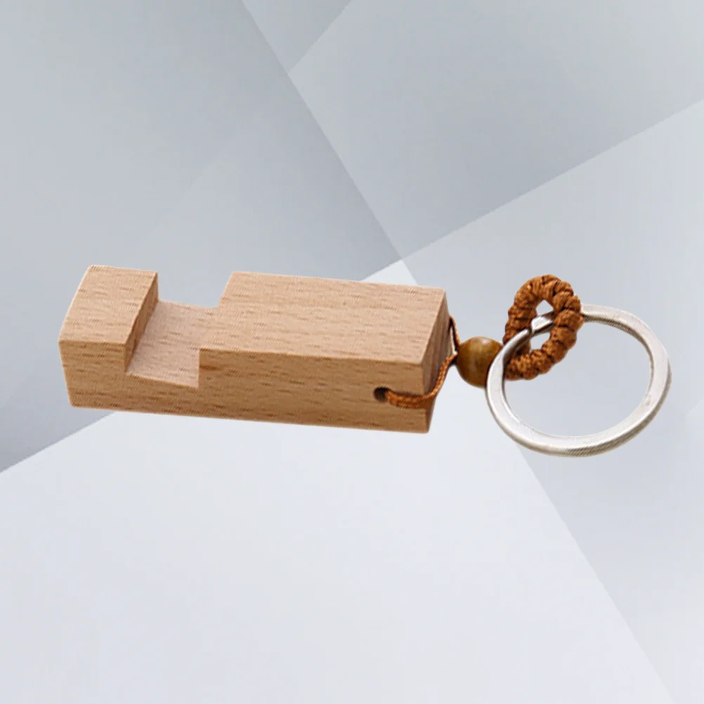 Smartphone Holder Cell with Keychain Mobile Stand Cellphone Desktop Bracket Keyring Wooden Men Women