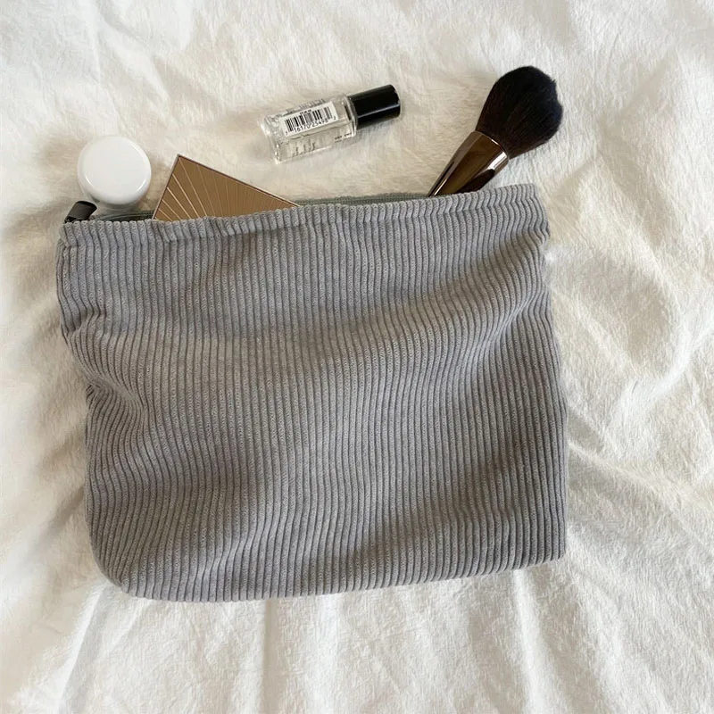 Corduroy Travel Cosmetic Bag Portable Makeup Storage Bags Purses Women Bag Large Capacity Zipper Make Up Organizer Storage Pouch