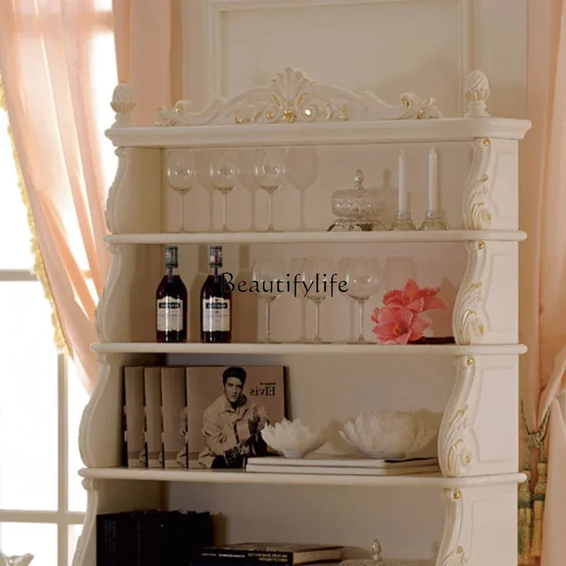 

06French court ivory white bookcase bookshelf household sundries display shelf