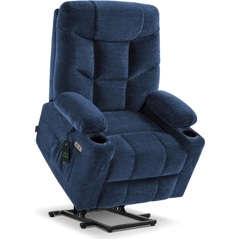 

Navy Blue Power Lift Recliner with Extended Footrest for Comfortable Seating