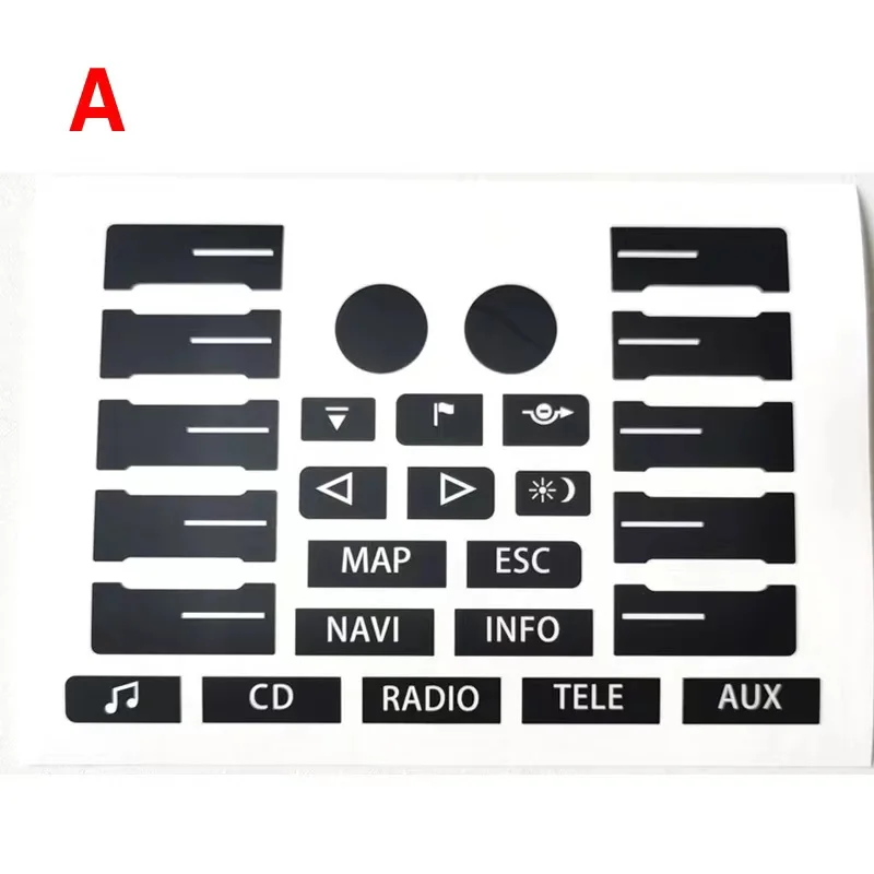 1Set Car Front Radio Button Decal Sticker with Navigation Repair For VW Touareg 2004 2005 2006 2007 2008 2009 Accessories