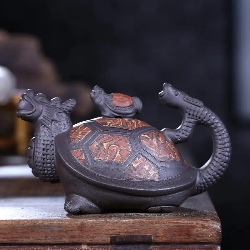 

Yixing Purple Clay Pot Raw ore purple clay Dragon Turtle Teapot 240Ml New Product