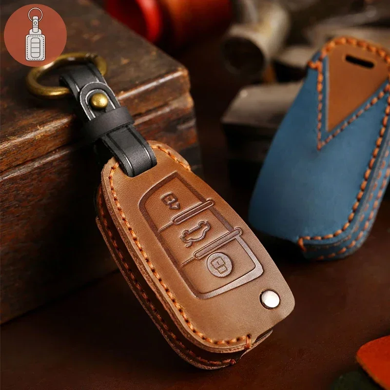 

Fob Protector Car Key Case Cover Leather Keychain Holder Accessories for Audi A1 A3 Q2l Q3 S3 S5 S6 R8 Tt Old Q7 Q5 A6 A4 Bag