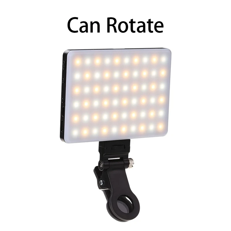 다기능 소프트 라이트 휴대폰 필 라이트, 컴퓨터 화상 회의 사진 포켓 라이트, 블랙, 60 LED, 2000Mah, 1 세트