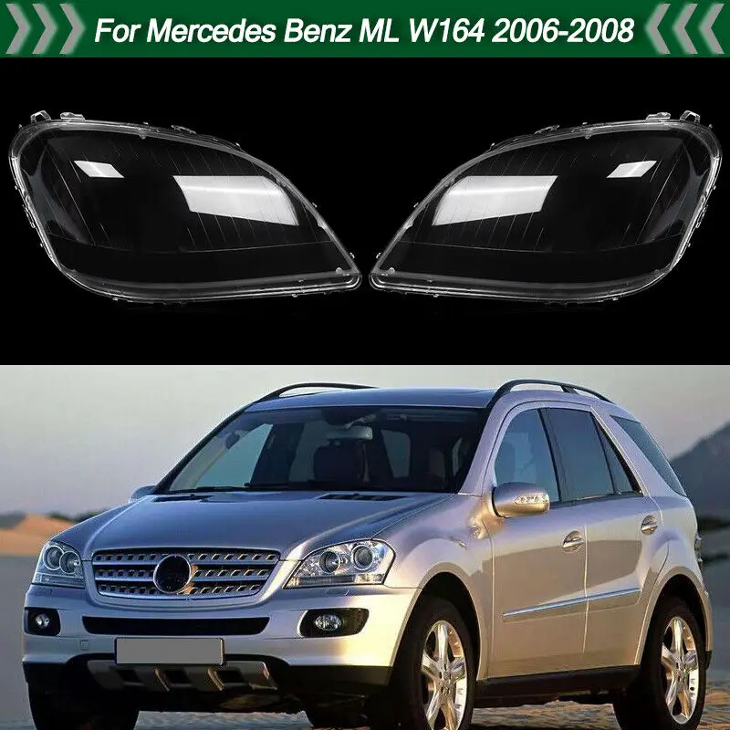 Left Right Headlight Lens Covers For Mercedes Benz ML-Class W164 ML350 ML500 ML63 AMG 2006-2008 Headlamp Lampshade Clear Shell
