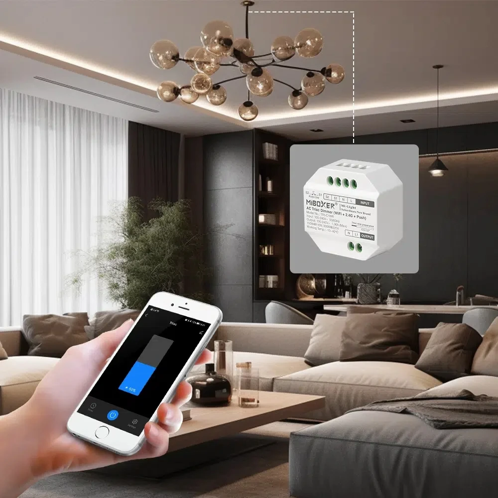 Imagem -06 - Miboxer-controle Remoto sem Fio para Lâmpada de Lâmpada Tuya App Wifi Led Triac rf Interruptor Push Dimmer ac 110v 220v Tri-c1wr 2.4g