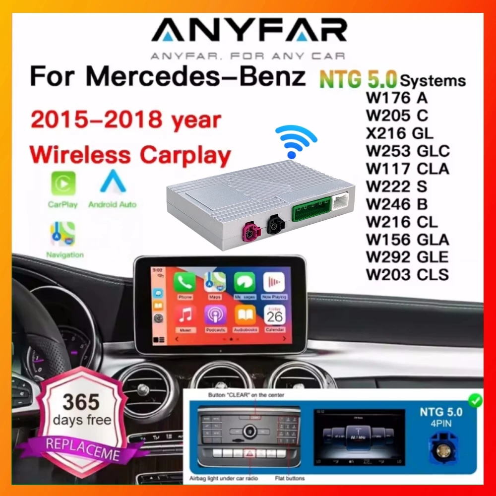 Wireless CarPlay Android Auto Decoder Box CarPlay Interface For Mercedes Benz GLE GLS CLS NTG 5.0 5.1 COMAND System 2014-2017