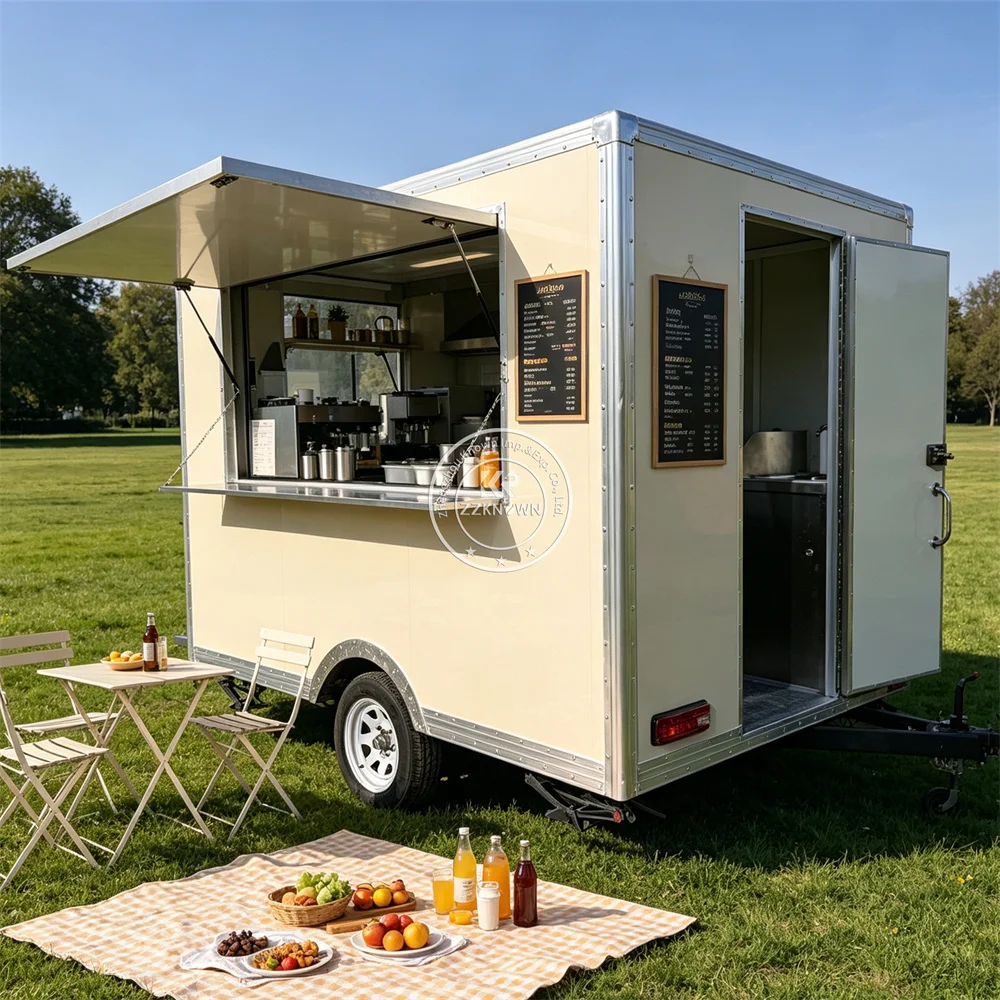 Factory Direct Food Truck Stainless Steel Workspace Mobile Pizza Burger Food Trailer Gourmet Catering Truck Fully Equipped