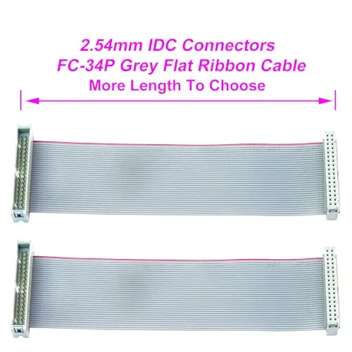 2.54mm IDC Flat Ribbon Cable , FC 34-Pin Male to Female IDE Extension Cable 30cm 1PCS (FM34-30cm-1Pcs)