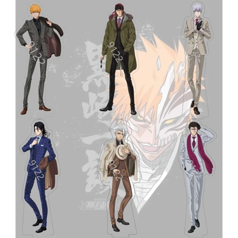 BLEACH Anime New Suit Style Ichigo Kurosaki Rukia Kuchiki Orihime Inoue Uryū Ishida Acrylic Figure Stand Cartoon Keychain Toys