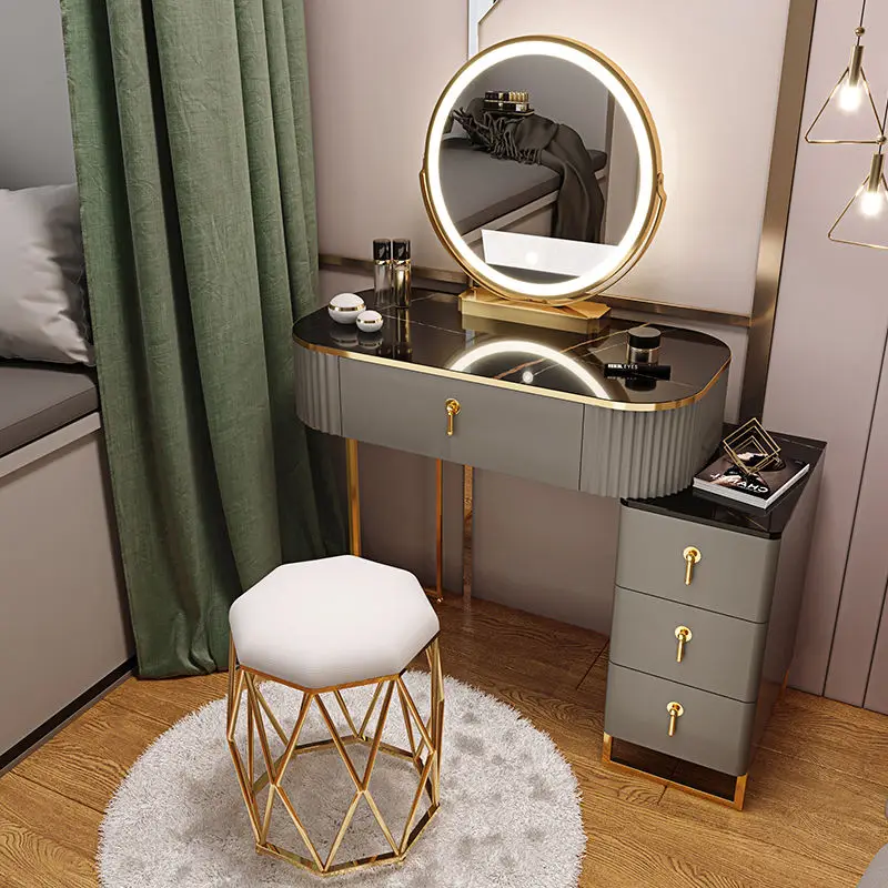 

Light Luxury Dressing Table Bedroom Small Apartment Modern Storage Cabinet Integrated Household Furniture Makeup Table Set