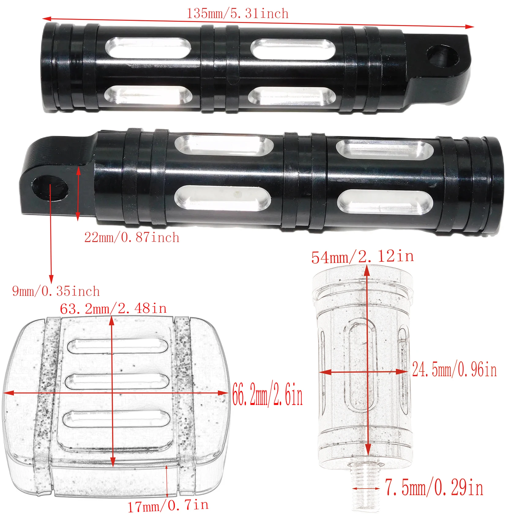 Motorcycle Brake Pedal Pad Cover Foot Pegs Gear Shifter Pegs For Harley Sportster 883 Dyna Softail Breakout Custom Street XG750