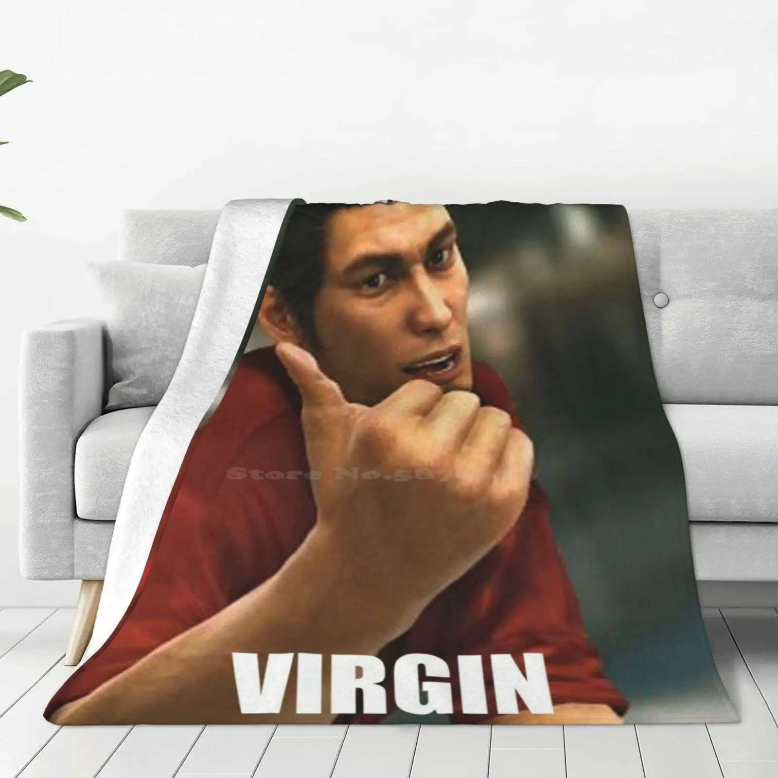 Virgin Kiryu For Home Sofa Bed Camping Car Plane Travel Portable Blanket Yakuza Meme Kiryu Kazuma Ryu Ga Gotoku Funny