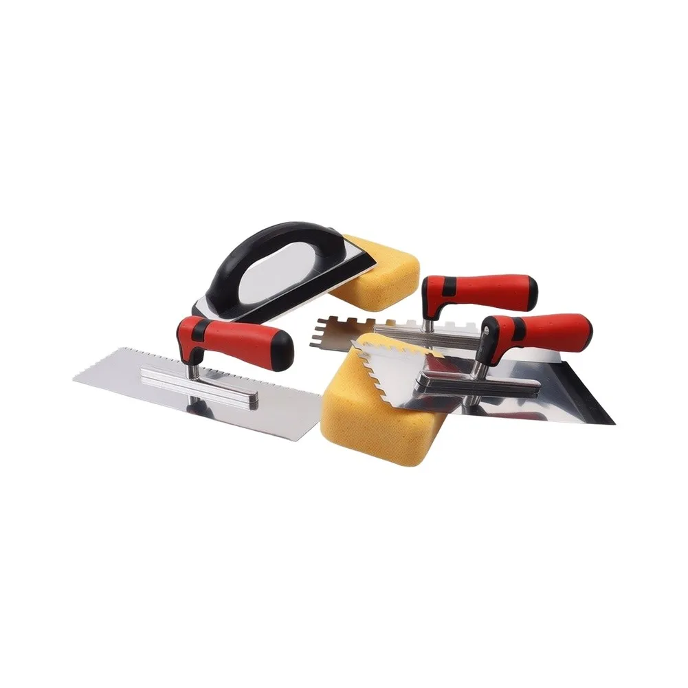 For Masonry Work Red Square Groove Spatula Stainless Steel Spatula Set Rust Resistant Construction Ergonomic Handle Design