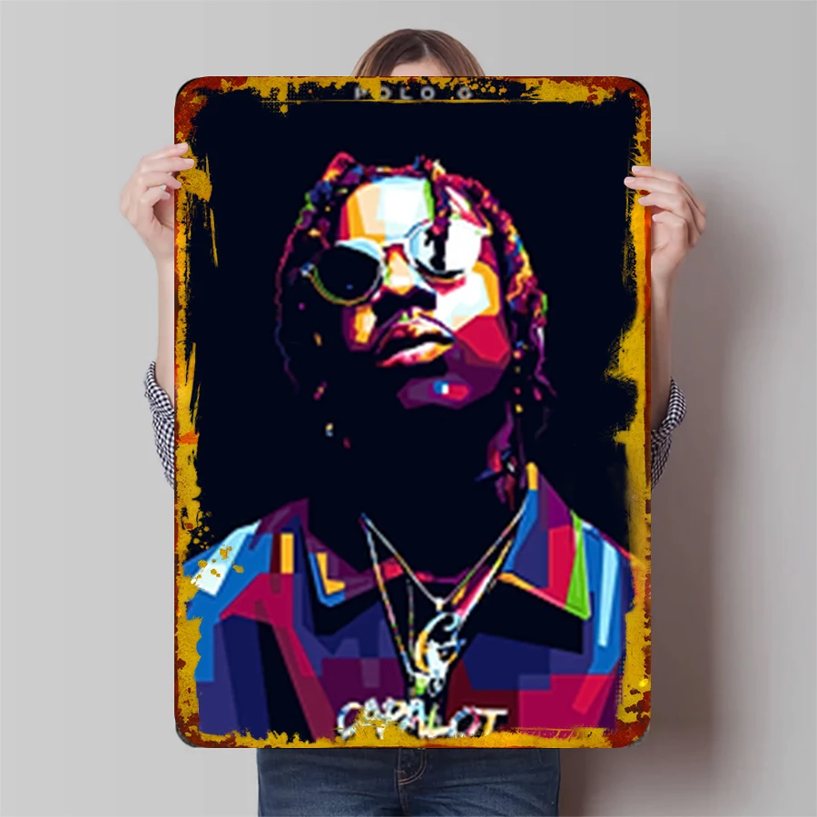 Polo G Custom Metal Wall Art Rapper Portrait Decorative Iron Painting for Music Fans Home Decoration
