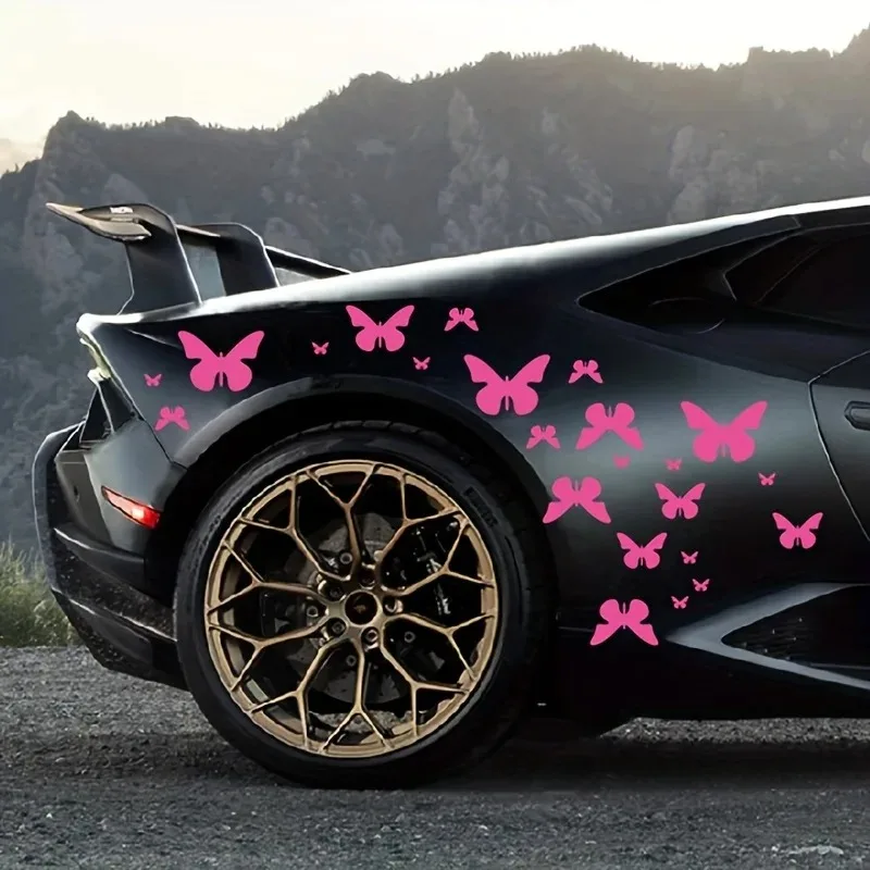 

62pcs Cute Beautiful Butterfly Graphic Car Side Door Stickers Set DIY Fashion Auto Body Styling Automobiles Bumper Vinyl Decals