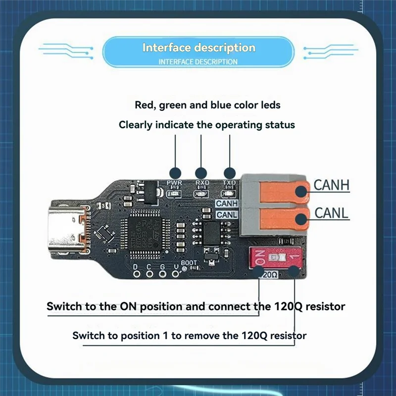 ABWZ-CAN Bus Transceiver USB To CAN Converter USBCAN CANABLE Debugger Protocol Analyzer Socketcan PCAN-Compatible
