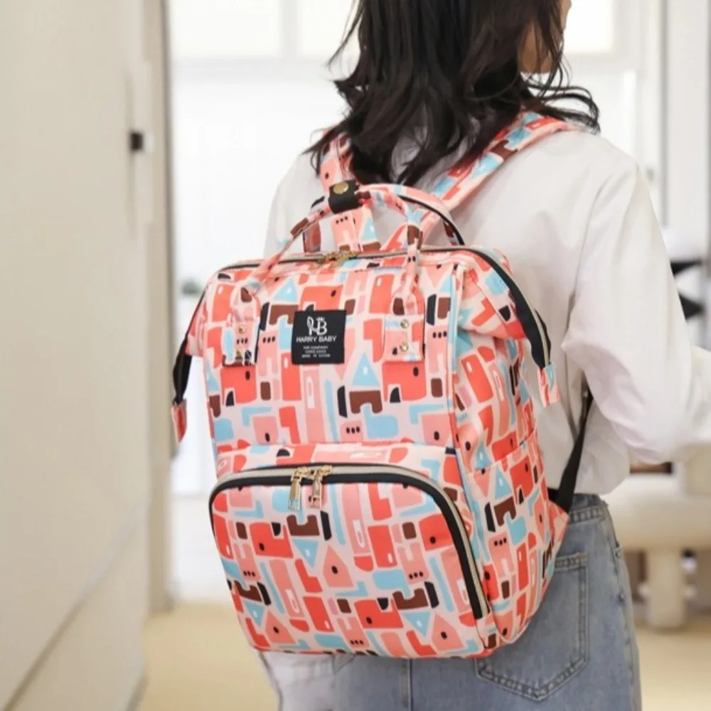 Simple Print Mummy Bag Korean Style Multi-function Baby Diaper Organizer Handbag Large Capacity Nappy Backpack Baby