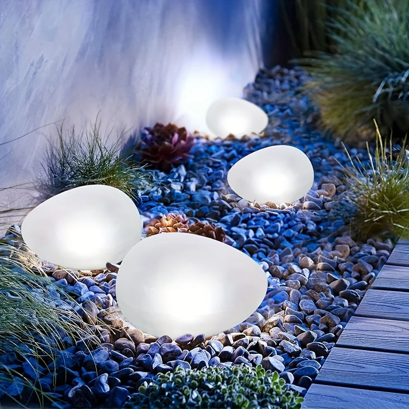Solar Garden Light Outdoor Waterproof Solar Pebble Rock Lamp Decorative Solar Glow Cobblestone Light for Yard Lawn Patio Pathway