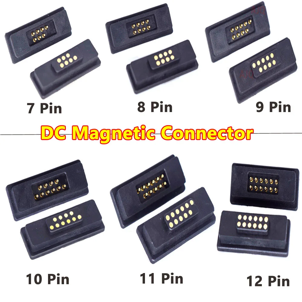 1Pair 2A 6Pin 7Pin 8Pin 9Pin 10Pin 11Pin 12Pin Waterproof Magnetic Pogo Pin Connector Male Female  Spring Loaded DC Power Socket