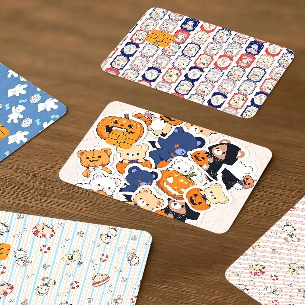 Cute Sailor Bear Ticket Design Waterproof Skin Protector Stickers For Bank Cards Credit Cards Debit Cards Public Transport Cards