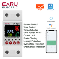 2P 63A TUYA APP WiFi Smart Circuit Earth Leakage Over Under Voltage Protector Relay Device Switch Breaker Energy Power kWh Meter