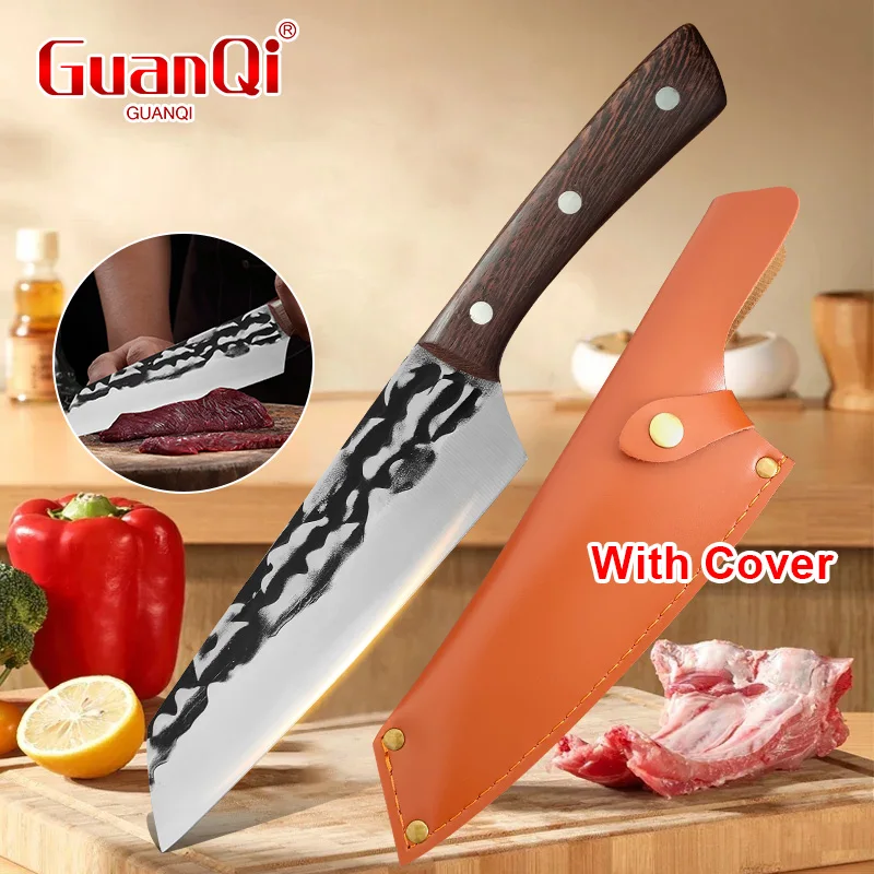 Handmade Forged Kitchen Chef Knife Meat Fruit Vegetables Fish Slicing Cooking Knife Kitchen Wood Handle Multi-functional Knife