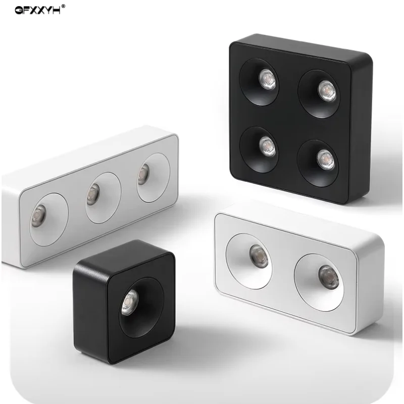 

Square LED Ceiling light COB Spotlights Dimmable 12W15W 1-2-4 head chip Anti-glare Downlight Ceiling Lamp 85-265V Home business