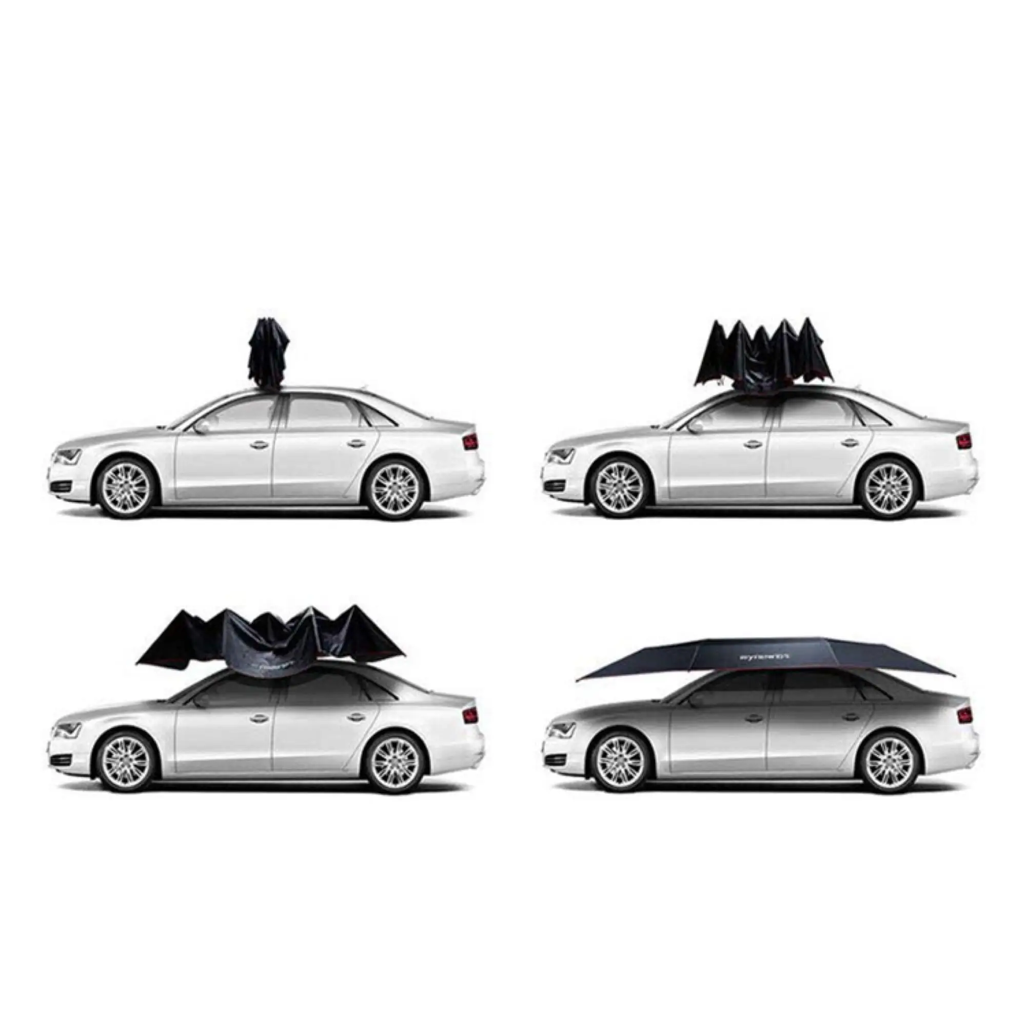 Premium Quality Black 4Mx2M Electric Remote Control Automatic Car Sunshade Umbrella