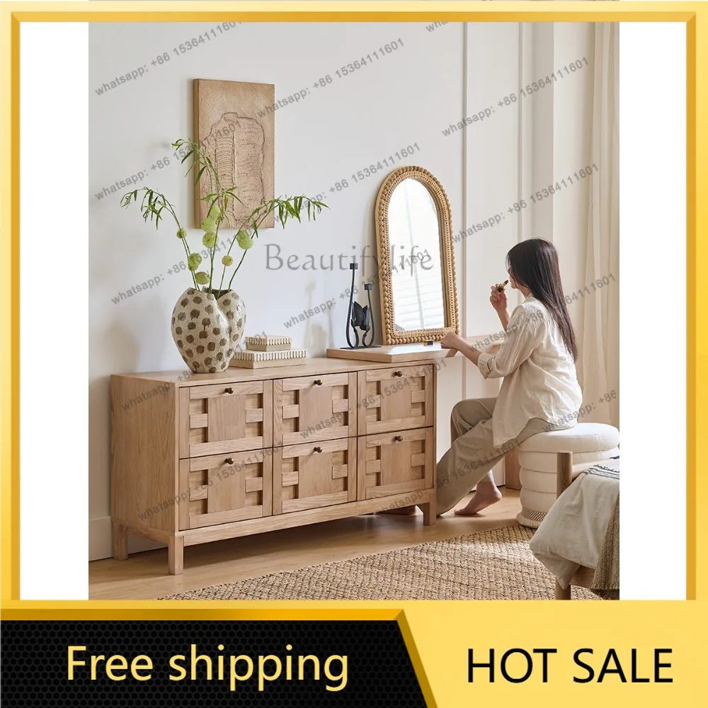 FG dresser chest integrated log French natural antique style bedside cabinet corner makeup table
