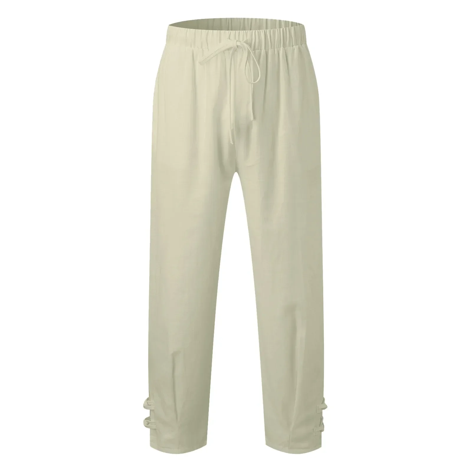 Man Spring Summer Holiday Beach Pants Elastic Waist Solid Color Fashion Casual Trousers Comfortable Breathable All-Match Pants