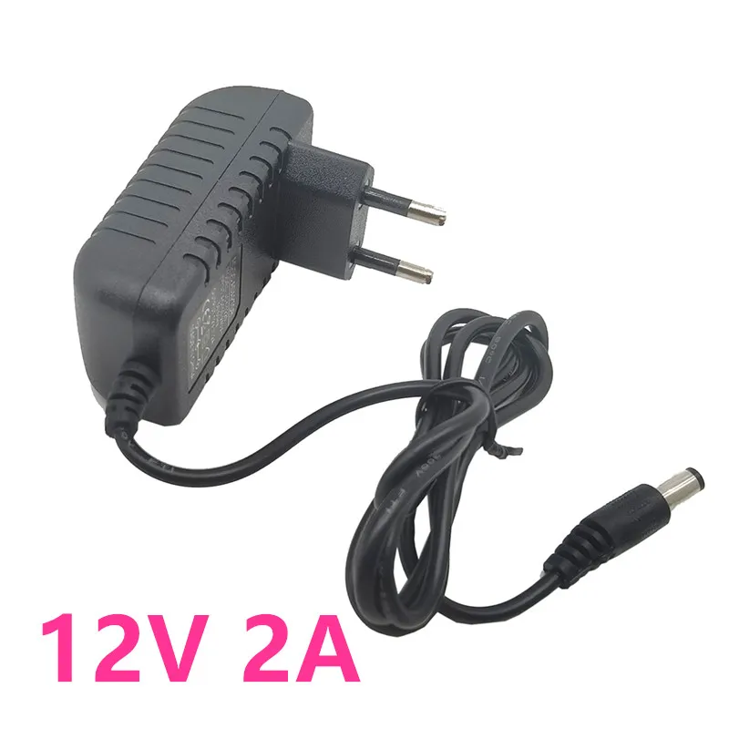 12V2A AC 100V-240V Converter Adapter DC 12V 2A 2000mA Power Supply EU Plug 5.5mm x 2.1-2.5mm for LED CCTV