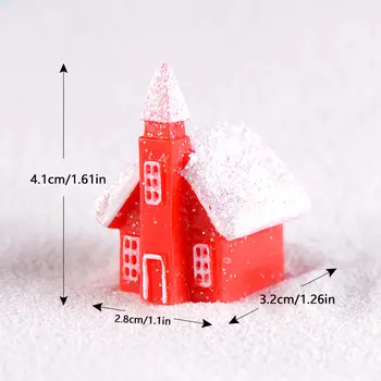 4 ks mini červený vánoční domeček figurka ozdoba miniaturní zahradní vánoční dekorace příslušenství nový rok vánoční dárek 2025 navidad 10 nejlepší prodej figurka z vesnice Noel - №2