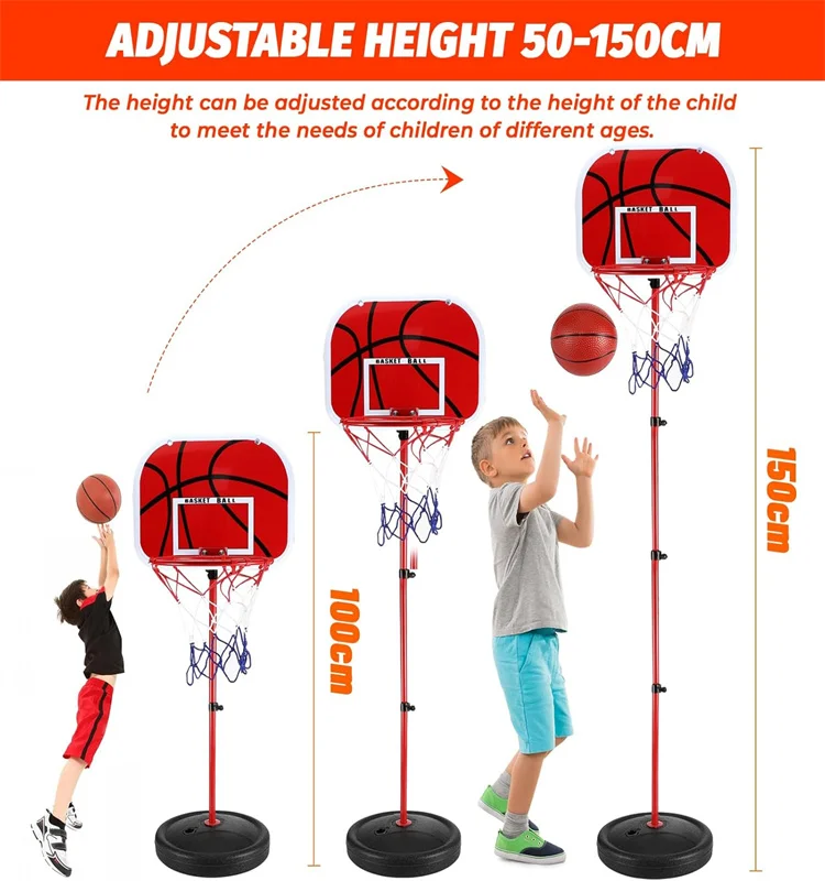 Outdoor Christmas Birthday Gifts Goal  Portable Basketball Stand Adjustable Height Kids Basketball Hoop