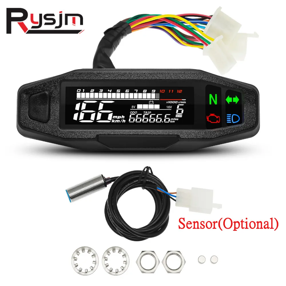 Universal Motorrad Tachometer Tachometer Gauge RPM Meter Motor Instrument LCD Digital Kilometerzähler Für KR200 Moto Messgeräte