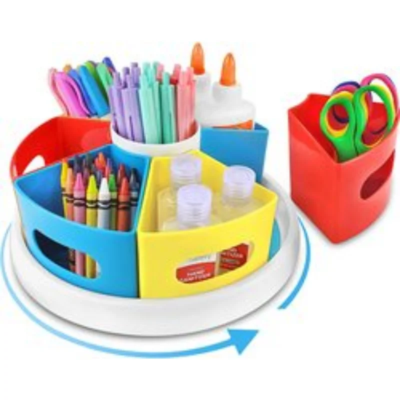 Imagem -05 - Rotating Pen Crayon Storage Box Art Supply Organizer Reutilizável Marcador Portátil Mesa 10 12 360 ° Rotatable