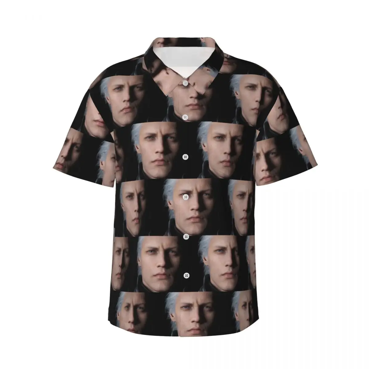 

Devil May Cry 5 - Vergil Poster Men's Shirts Hawaiian Short Sleeve Shirt Fashion Lapel Tops for Summer Beach