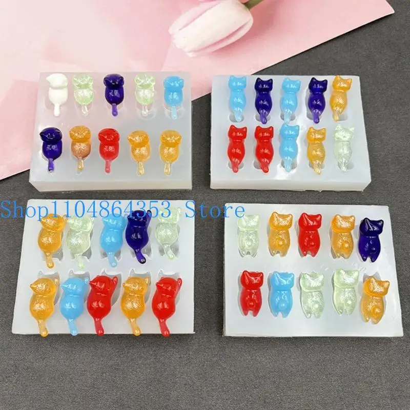 

652F Crafting Mold Small Accessories Moulds for Small Lying Cats Used in Handmade Earrings Necklaces Dollhouses Decorations