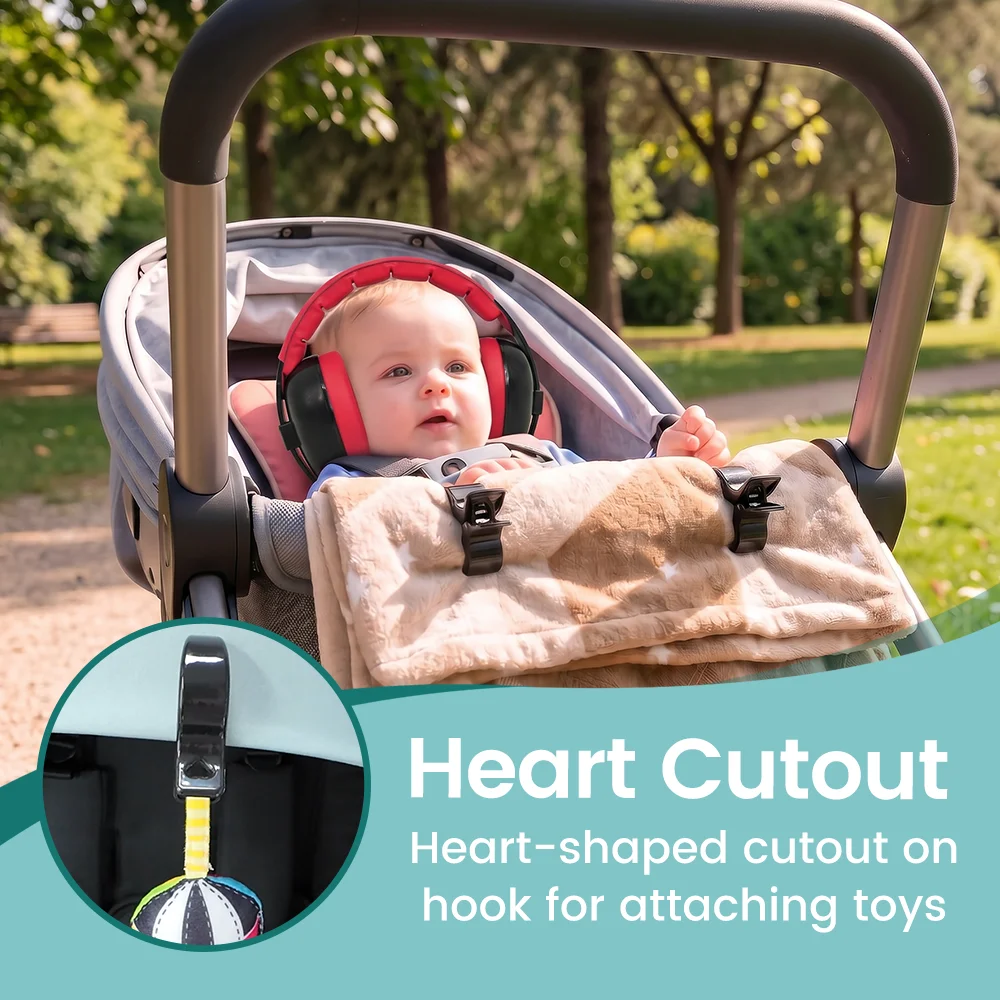 Baby Anti-Noise Earmuffs & Stroller Blanket Clips Set, Infant Hearing Protection Ear Muffs for Travel Airplane, Stroller Accesso