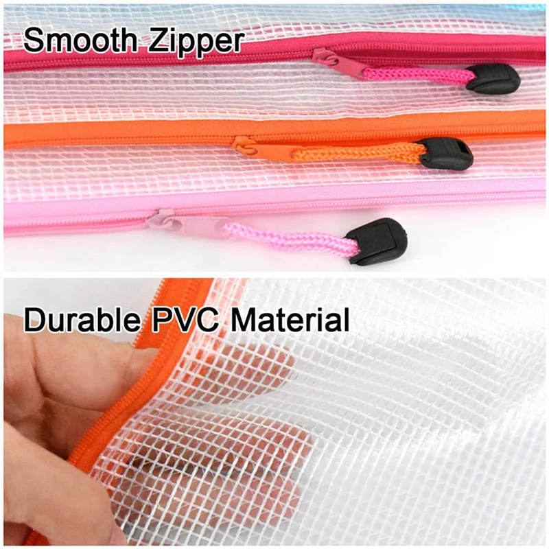 108Pcs Mesh Document Bag,Clear Pencil Case Wallets Folders Waterproof Travel Storage Pouch 12 Colours