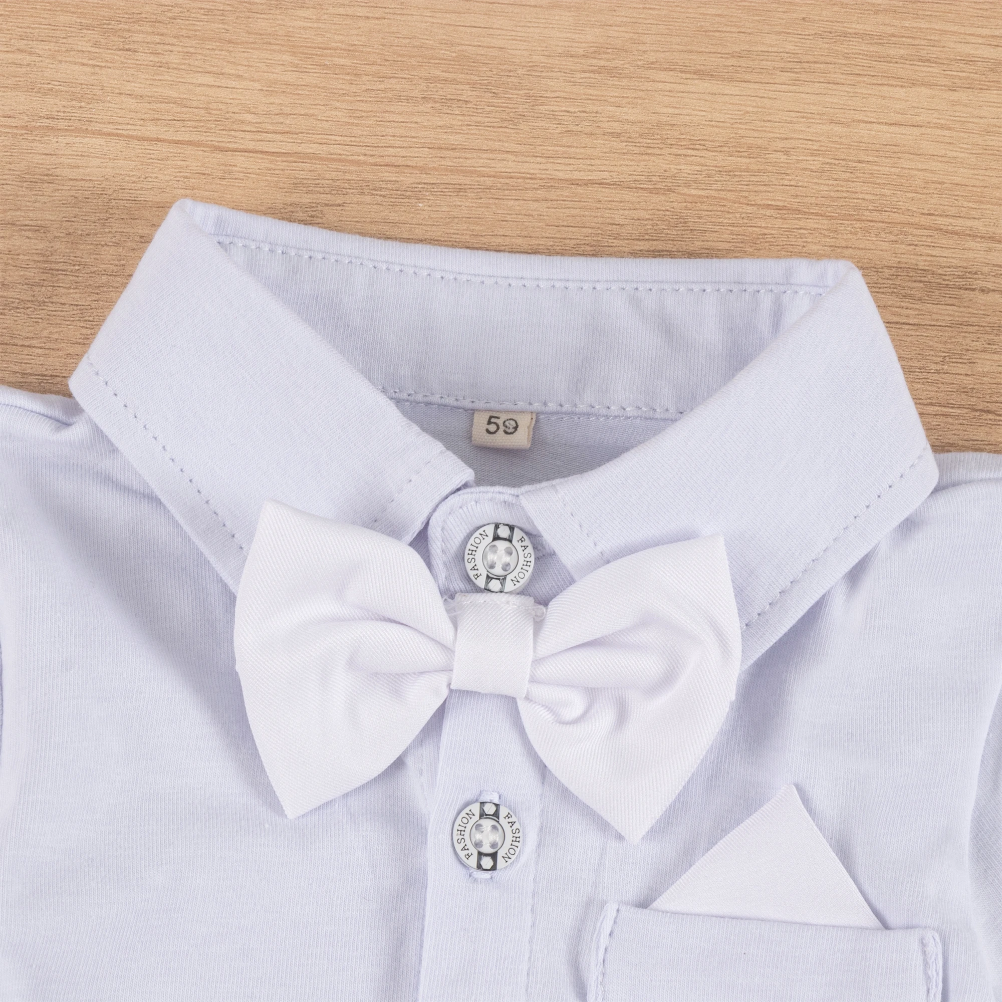 Baby Boy Romper 3-24M Formal Bow Tie Baptism Bodysuit Long Sleeve Gentleman Jumpsuit Newborn Birthday Party Clothes
