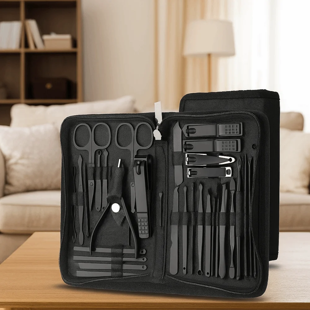 32-teiliges Nagelpflege-Werkzeug, Edelstahl, Maniküre-Set, professionell, mit Aufbewahrungskoffer, Nagelknipser-Set, langlebiges Pediküre-Set für Zuhause