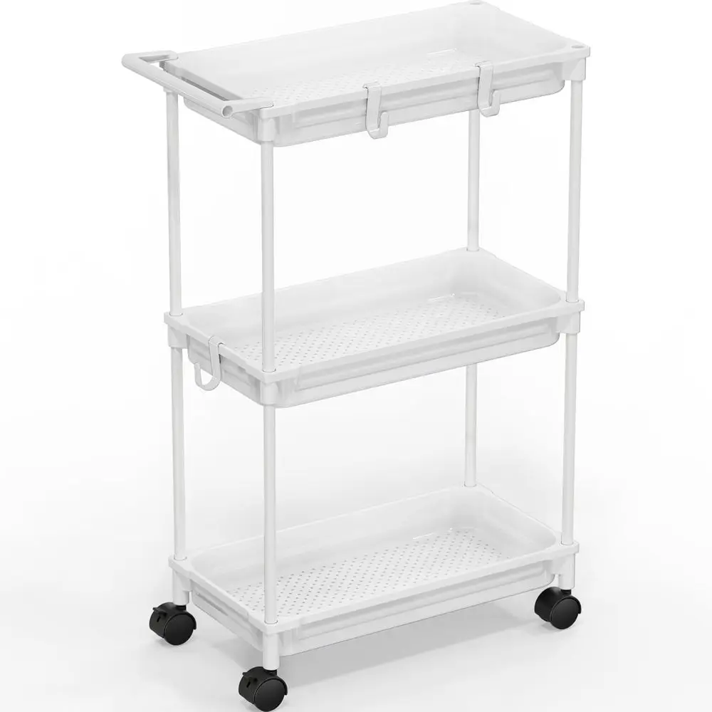 

SimpleHouseware Stand 3-Tier Slim Rolling Storage Cart, White