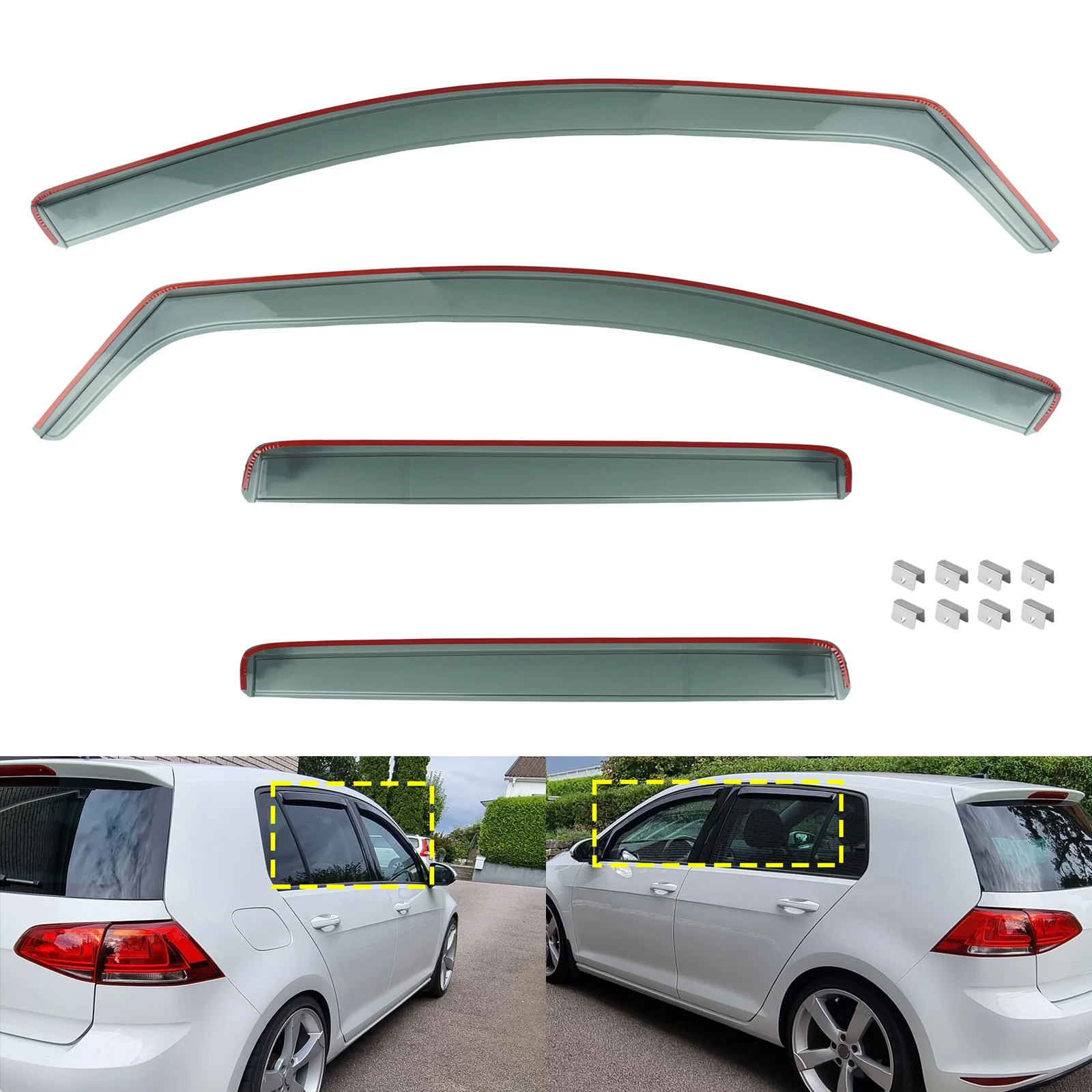 4 Stuks Tint Zijruit Wind Regen Zon Guard Deflectors Protector Vel Thee Doorschijnend Voor Vw Golf MK7 VII 5G1 Hatchback 2012-2020