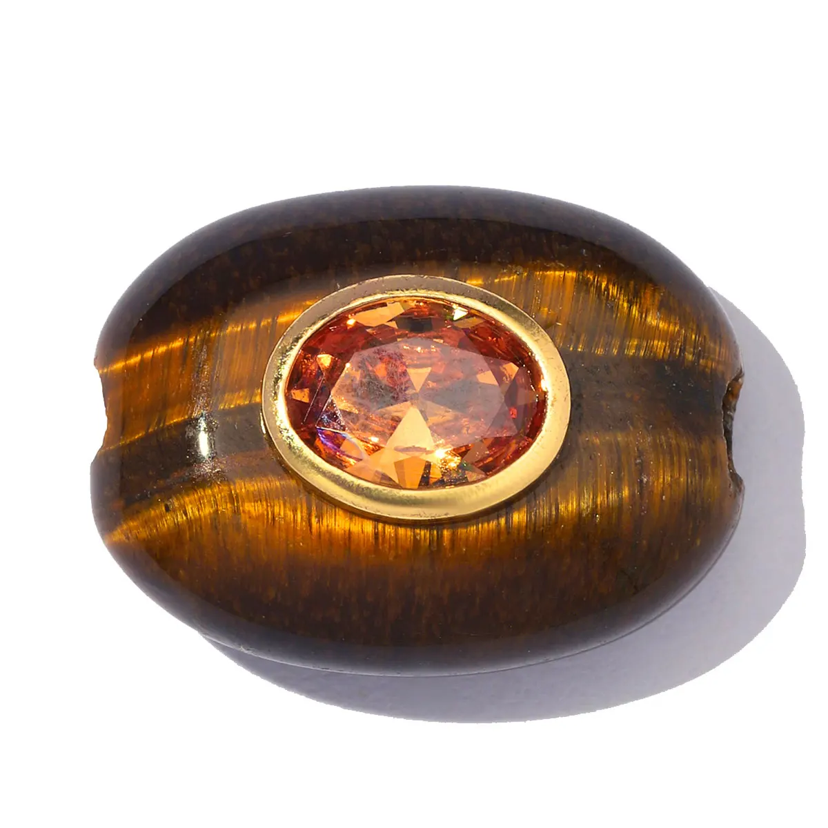 2 Stück/Set Kupfer-Zirkon Natürlicher Tigerauge-Stein Oval DIY Armband Perle Kristall-Charm für Damen Armband Schmuckzubehör