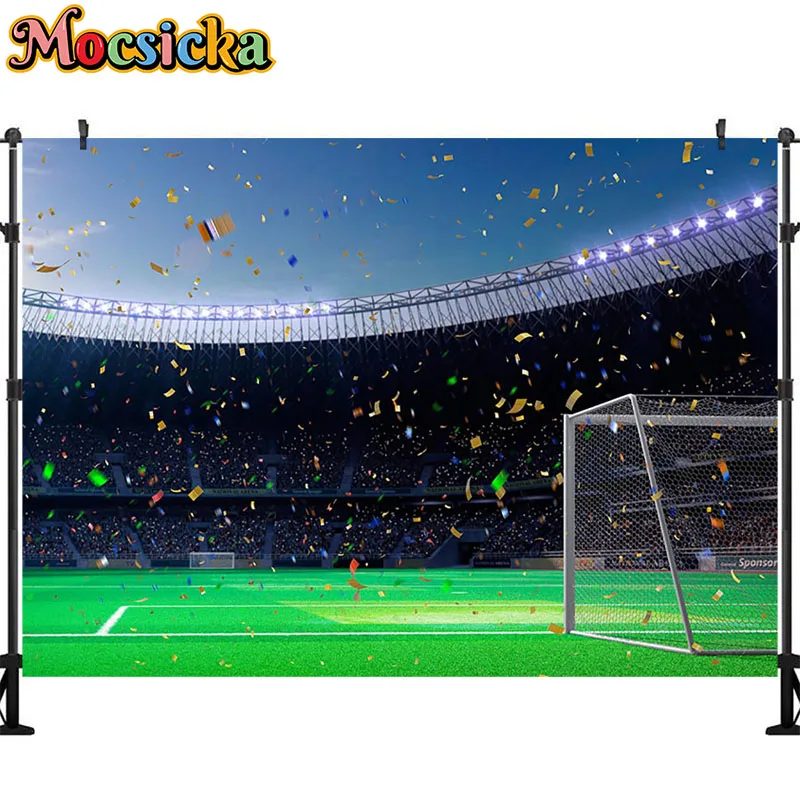 Mocsicka Birthday Background For Photography Football Soccer Field Sports Poster Baby Shower Backdrop Photo Studio Props