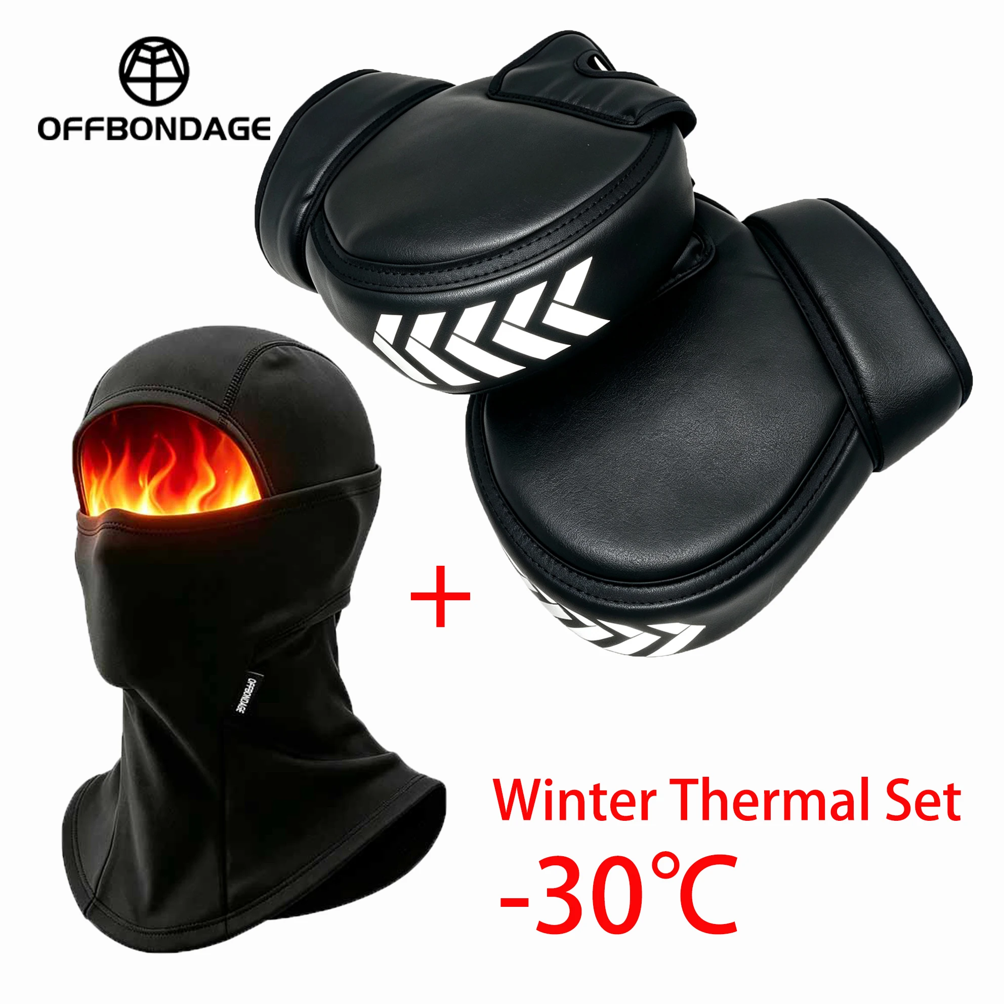 OFFBONDAGE Winter Motorcycle Warm Kit Thermal Balaclava Full Face Mask  Handlebar Muffs Windproof Waterproof Riding Hand Cover