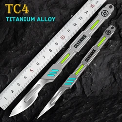 TC4 Titanium Alloy Scalpel Handle Non-Slip Surgical Scalpel Knife Paper Cutting Tool Utility Knife 11/24# Engraving Craft knives