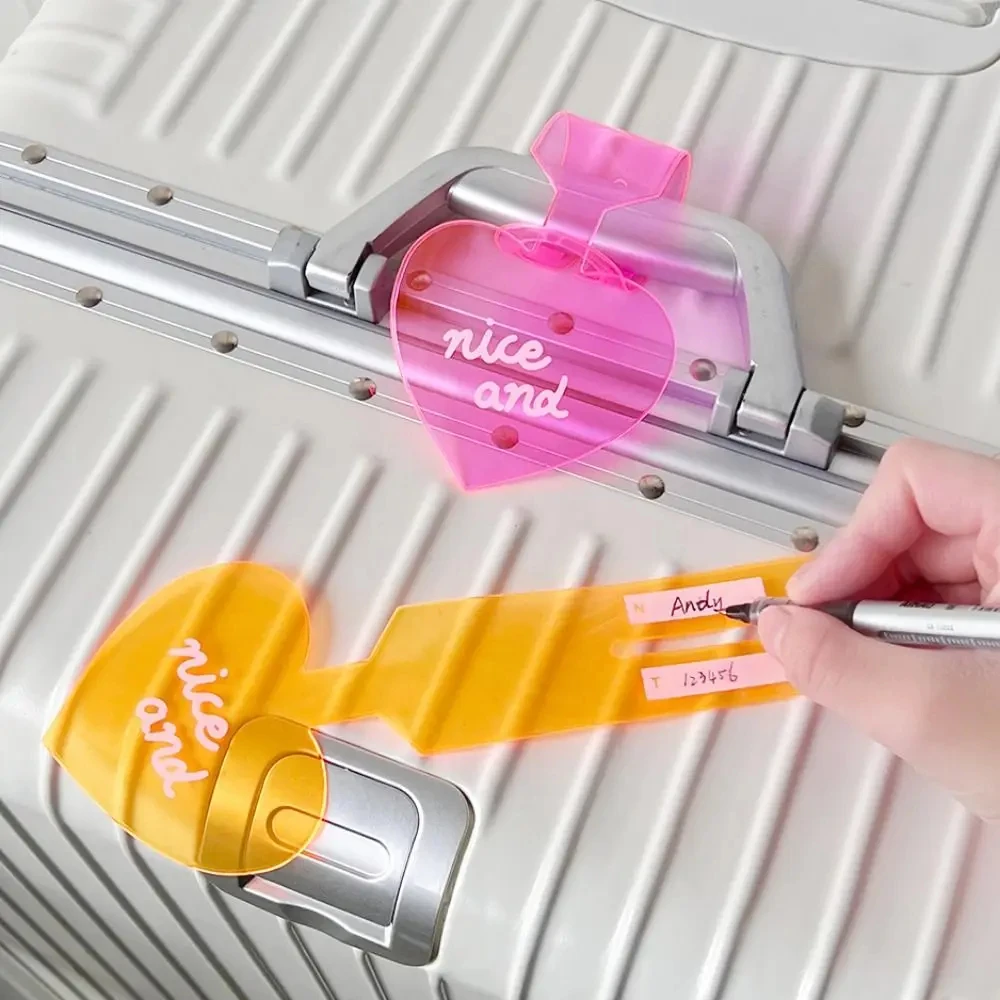 Étiquette de bagage mignonne en PVC souple, étiquettes de voyage en forme de cœur, étiquette de nom de valise, étiquettes de bagage Anti-perte, étiquettes d'avion, accessoires de voyage de vacances