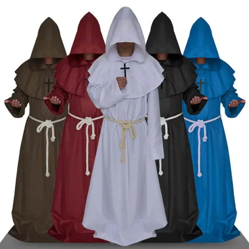 

Medieval Renaissance Priest Monks Wizard Cloak Witch Vampire Hooded Christians Robes Death Friar Witchcraft Cape Cosplay Costume